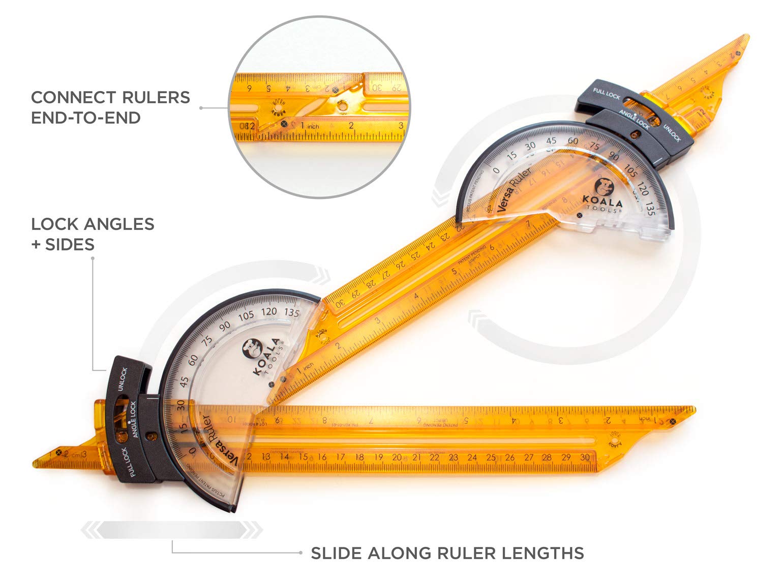 KOALA TOOLS Versa Lineal, mehrseitiges Lineal und Werkzeug zum Formen (4er-Pack)