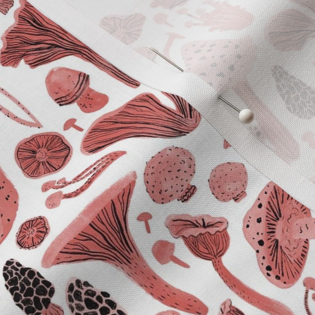 Spoonflower Fabric - Mushroom Red Mushrooms Forest Nature Woodland Food Plants Printed on Petal Signature Cotton Fabric Fat Quarter - Sewing Quilting Apparel Crafts Decor