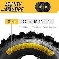 Vista 5 de Juego de 2 neumáticos de barro ATV 22x10-9 22X10X9 6PR 0.787 in Deep Tread para Honda Recon 250 Suzuki Ozark 250 (1 par)