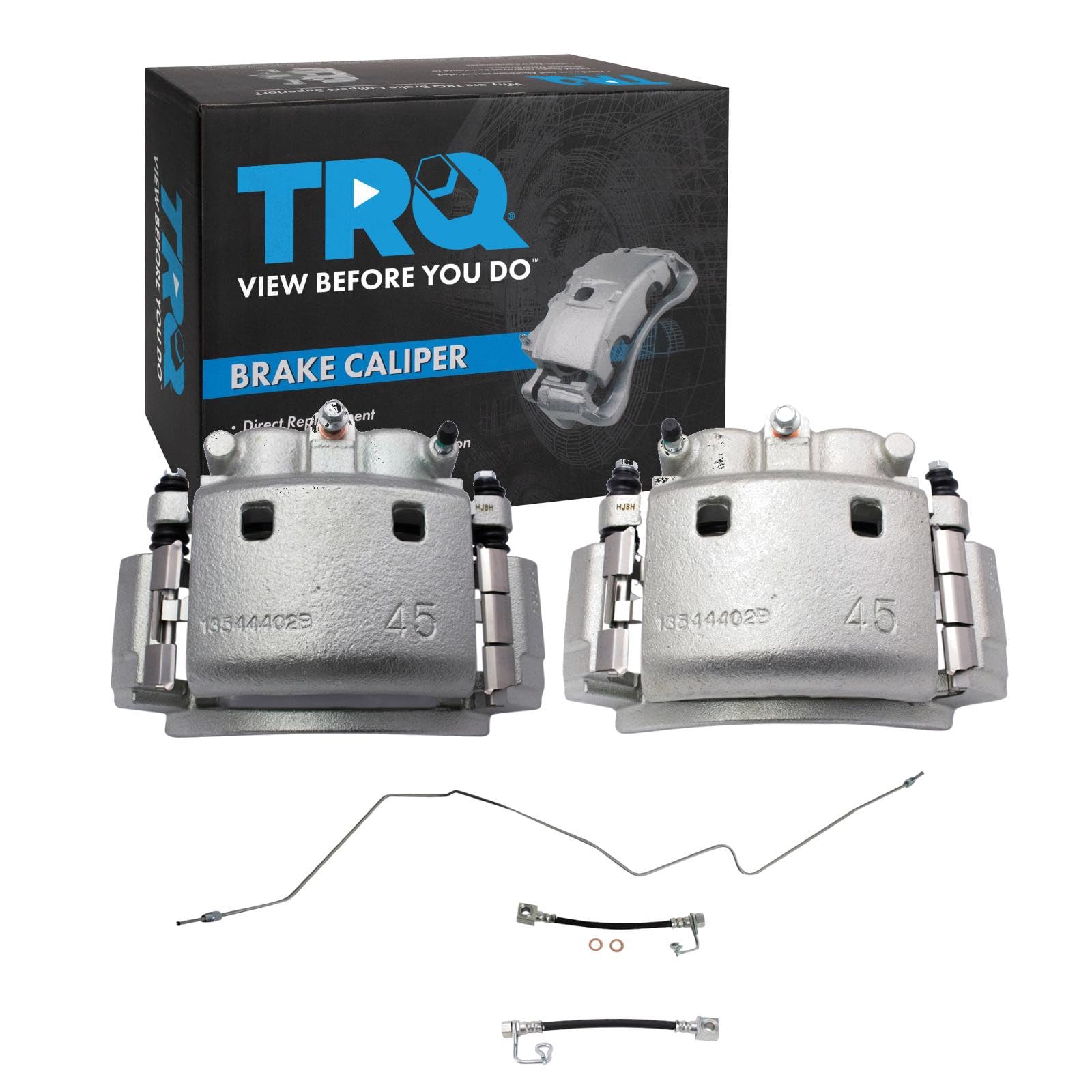 TRQ Rear Brake Caliper Set Brake Hose Compatible with 2003-2008 Dodge Ram 2500 Ram 3500
