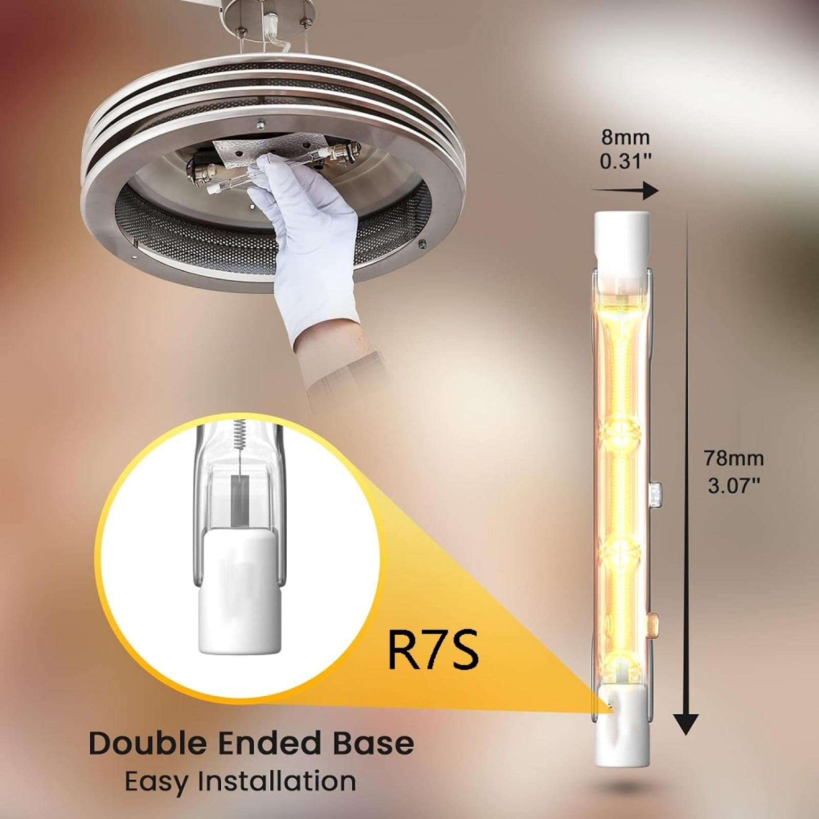 10 bombillas halógenas de tubo de vidrio de 110~120 V, 100 W, 120 W, 150 W, tipo J, T3, 78 mm, bombillas de iluminación halógenas regulables, 20 unidades, 78 mm, 120 W