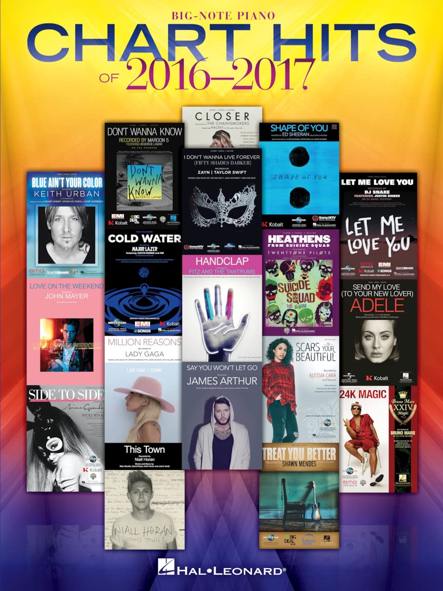 Chart hits of 2016-2017 recueil de partitions piano chant guitare