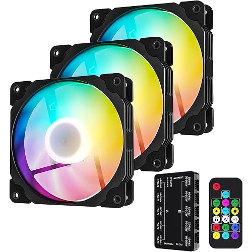 Vetroo 3-Pack ARGB-120 120mm Black Computer PC Case Fans