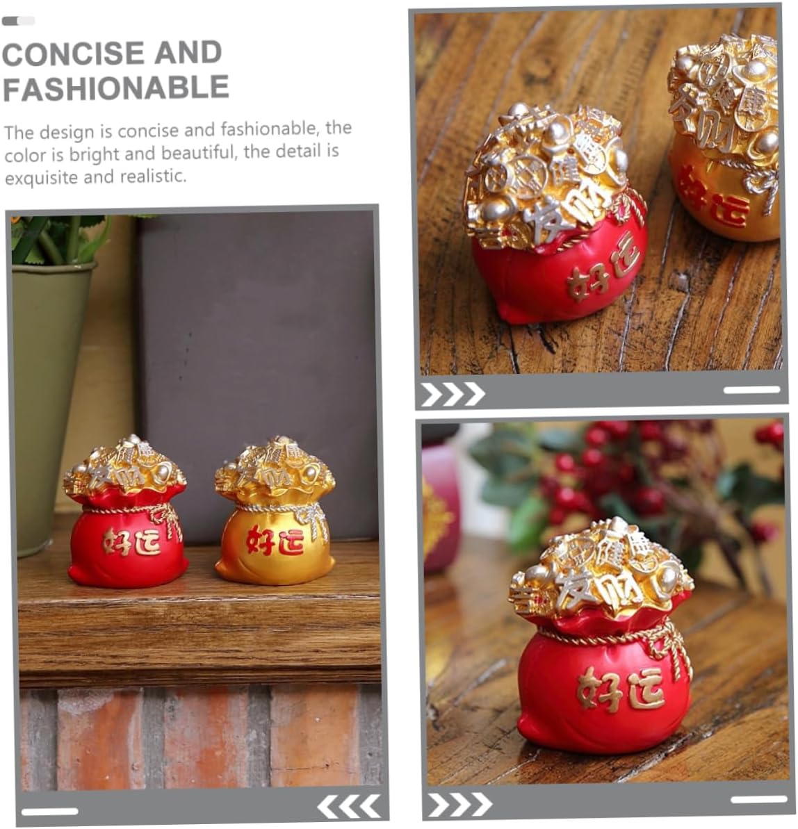 SOLUSTRE Creative Resin Money Bag Decor Adorable Luck Pouch Figurine for Car Home and Garden Decoration and Strong Blessing Ornament for Friends and Family
