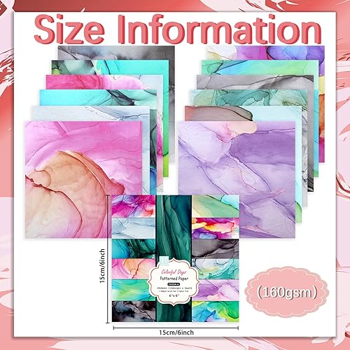 Miniatura 2 de Anvin Bloc de papel para álbumes de recortes, 5.64 ozm, patrón de una sola cara, papel para hacer tarjetas, papel de origami para planificadores,