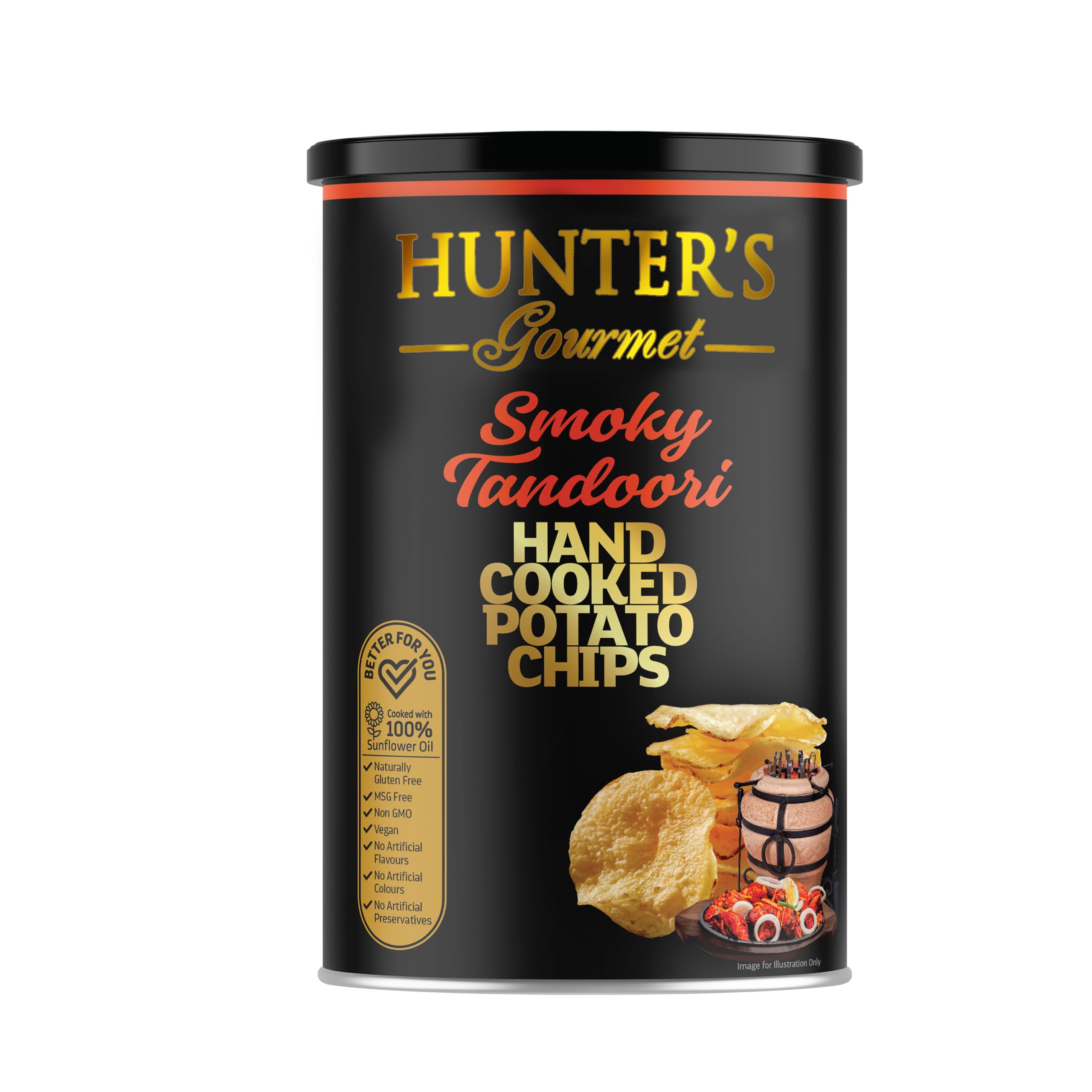 Hunter's Gourmet Smoky Tandoori Hand Cooked Potato Chips 150gHunter's Gourmet Smoky Tandoori Hand Cooked Po…