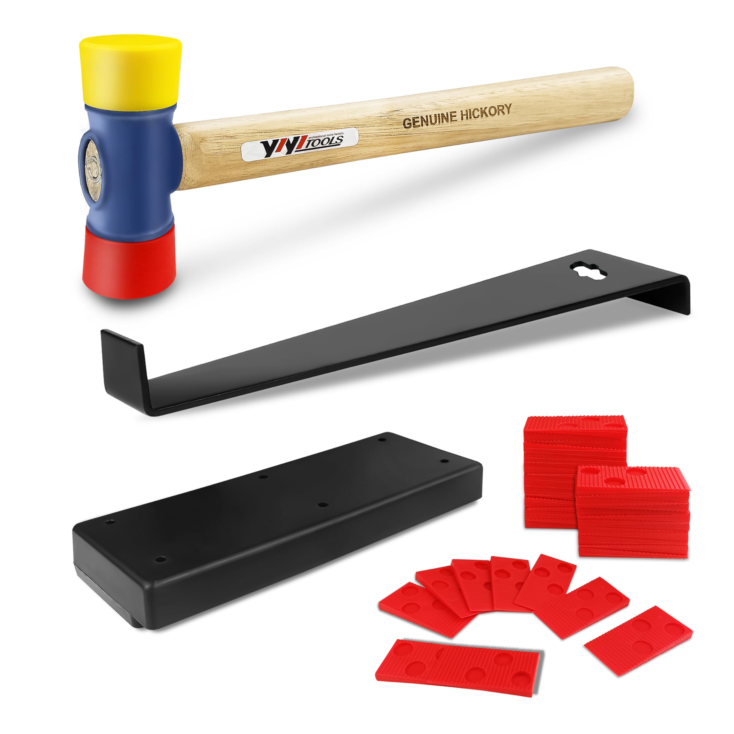 YIYITOOLS 43Pcs Laminate Wood Flooring Installation Kit,LVP Installation Kit,Vinyl Flooring Tools with 40Pcs Spacers,Double-Faced Rubber Mallet,