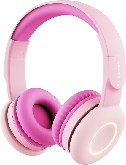 BIGGERFIVE Cuffie Bluetooth per Bambini, Cuffie Bambini Senza Fili con  Illuminazione LED, Limitatore audio a 85/94 dB, Cuffie Pieghevoli con  Microfono, Cuffie per Bambini per Scuola/Tablet/PC : Amazon.it: Elettronica
