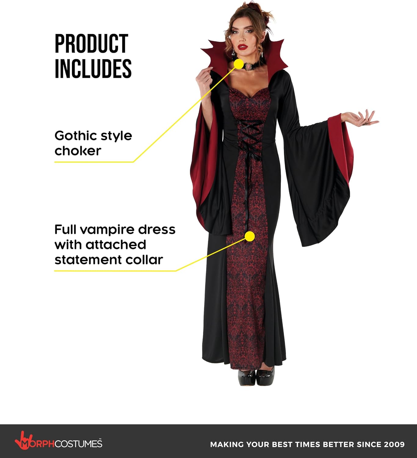 Morph Vampire Costume Women Adult Dress Vampiress Outfit Gothic Halloween Costume for Women Dress