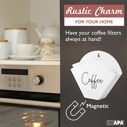 Miniatura 6 de Ilyapa Almacenamiento de madera para filtro de café, almacenamiento de filtro de café magnético negro, contenedor de filtro de café montado en la