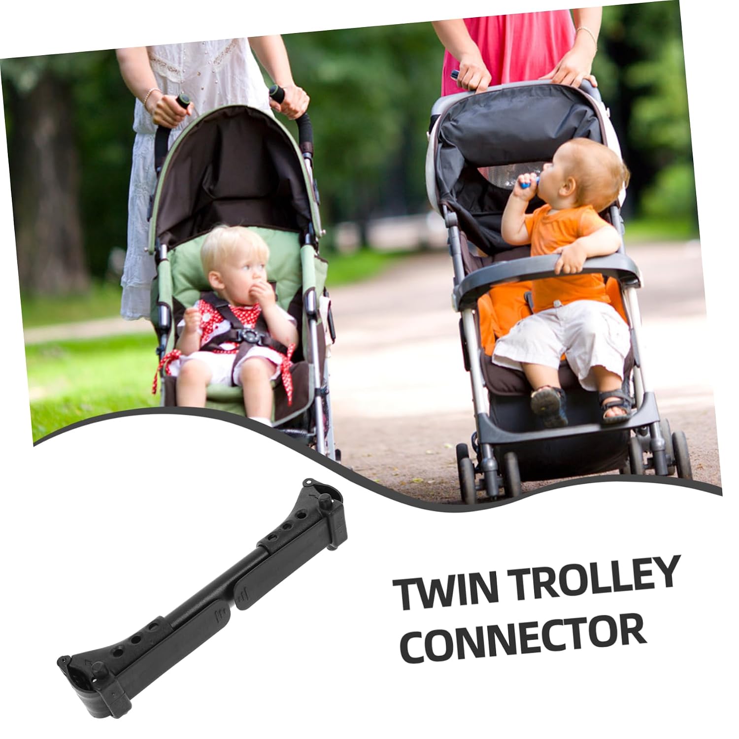 Twin Stroller Connector Adjustable Device for Easy Linking of Twin Strollers Heavy Duty Plastic Construction Compatible Models for Parents The Go