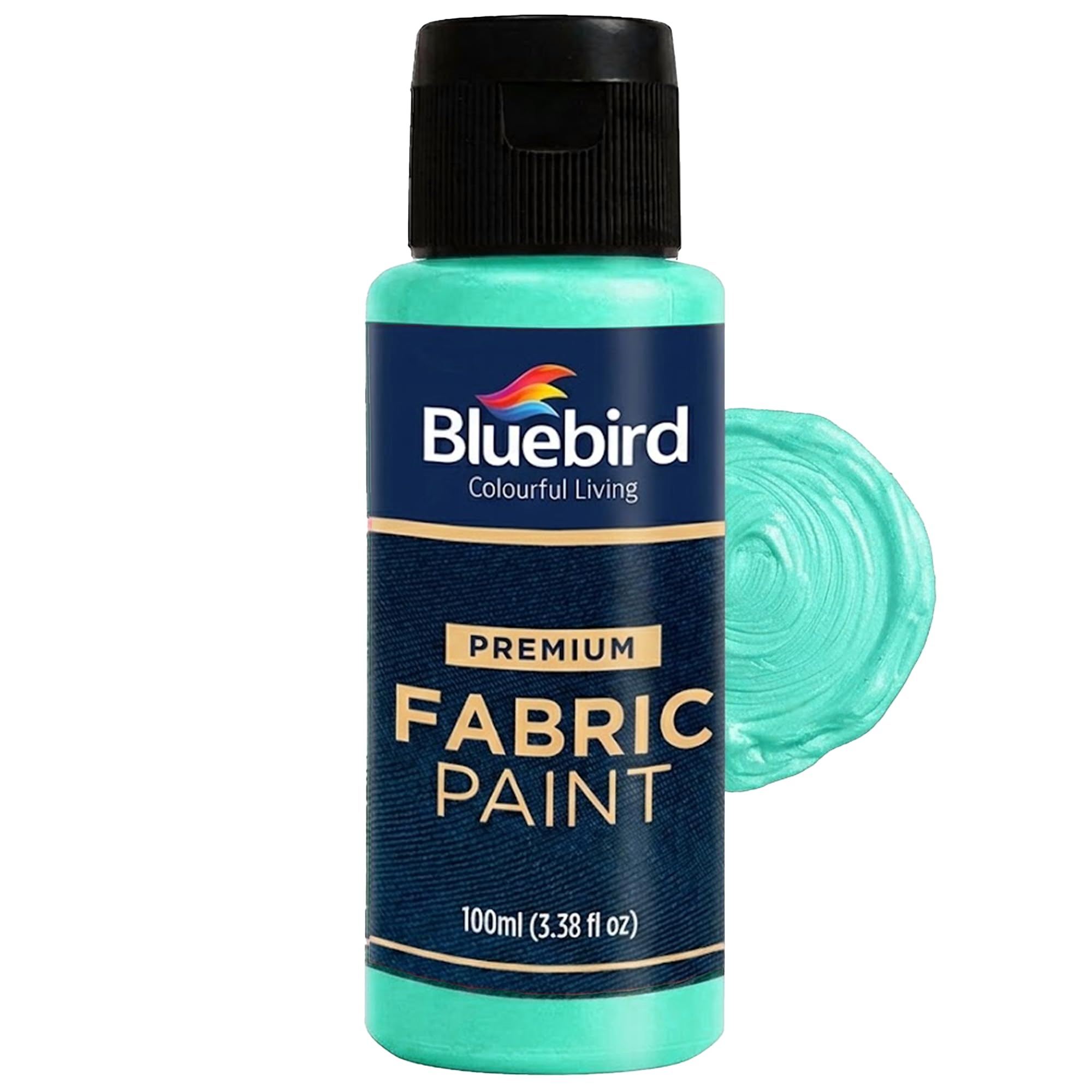BLUEBIRD Fabric Paint Iridescent Groovy Turquoise - 3.4 Fl Oz / 100 ML