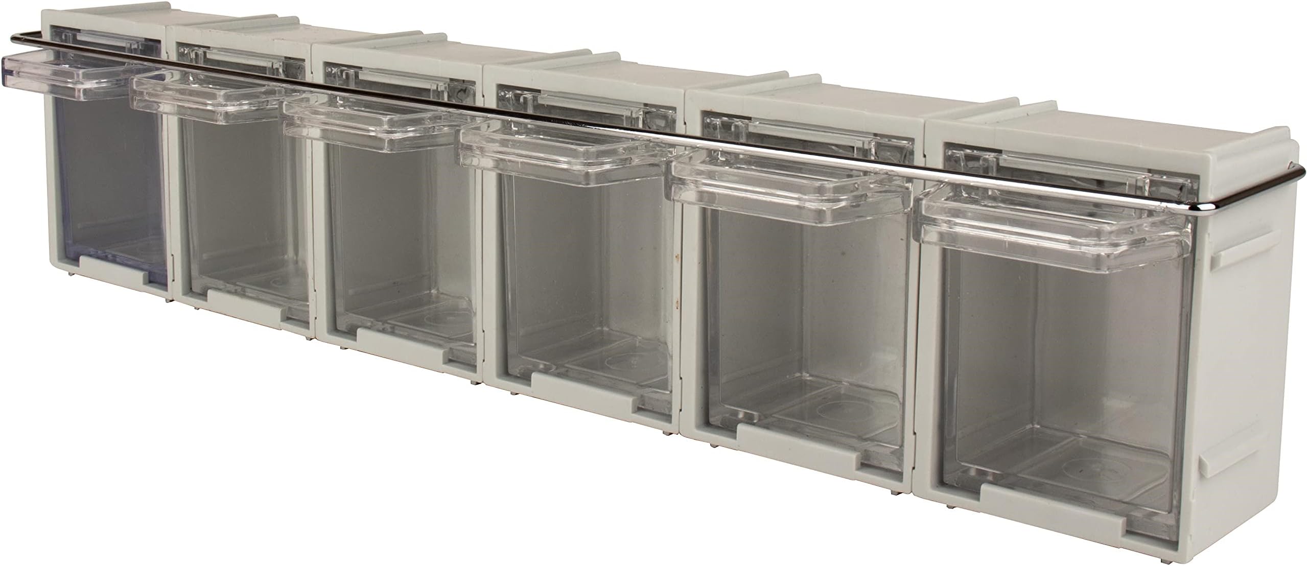 Rhino Tilt Bins RTB1BAR Van Storage with Retaining Locking Bar - Wall Mounted Small Parts Components Boxes. Ideal Clear View Containers for Screws Bolts Nails