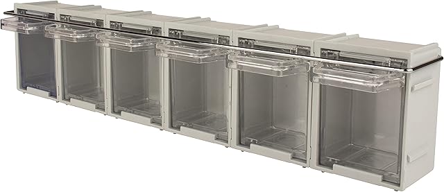 Rhino Tilt Bins RTB1BAR Van Storage with Retaining Locking Bar - Wall Mounted Small Parts Components Boxes. Ideal Clear View Containers for Screws Bolts Nails