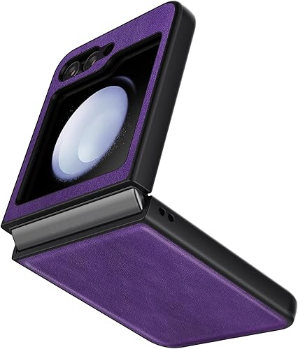 Funda para Samsung Galaxy Z Flip 5 (2023) Funda De Cuero De La PU Y Carcasa De Parachoques De PC Duro Para Galaxy Z Flip 5 5G - Púrpura