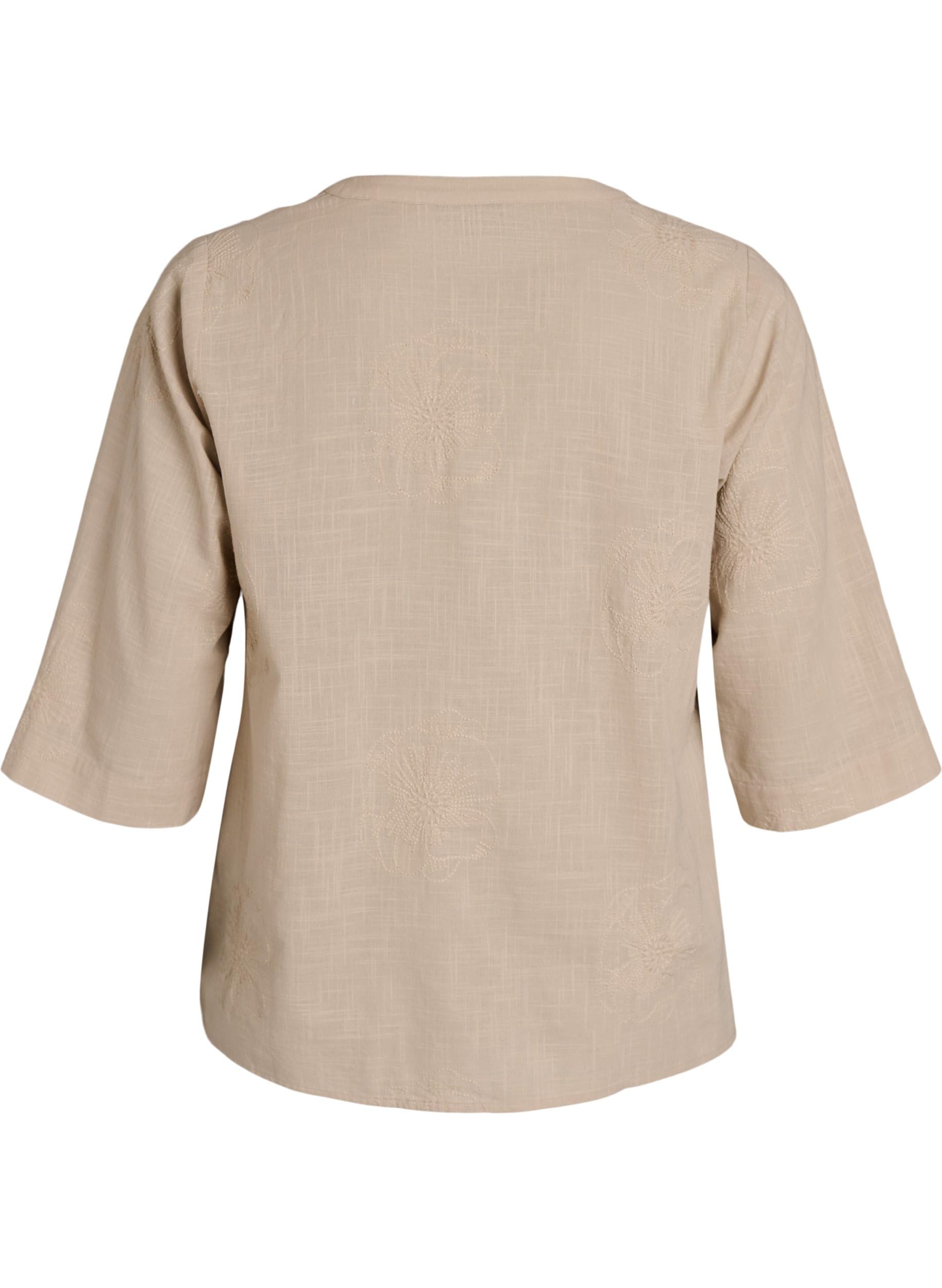 Zizzi Damen Große Größen Bluse Baumwolle 3/4 Ärmel Größe 42-60