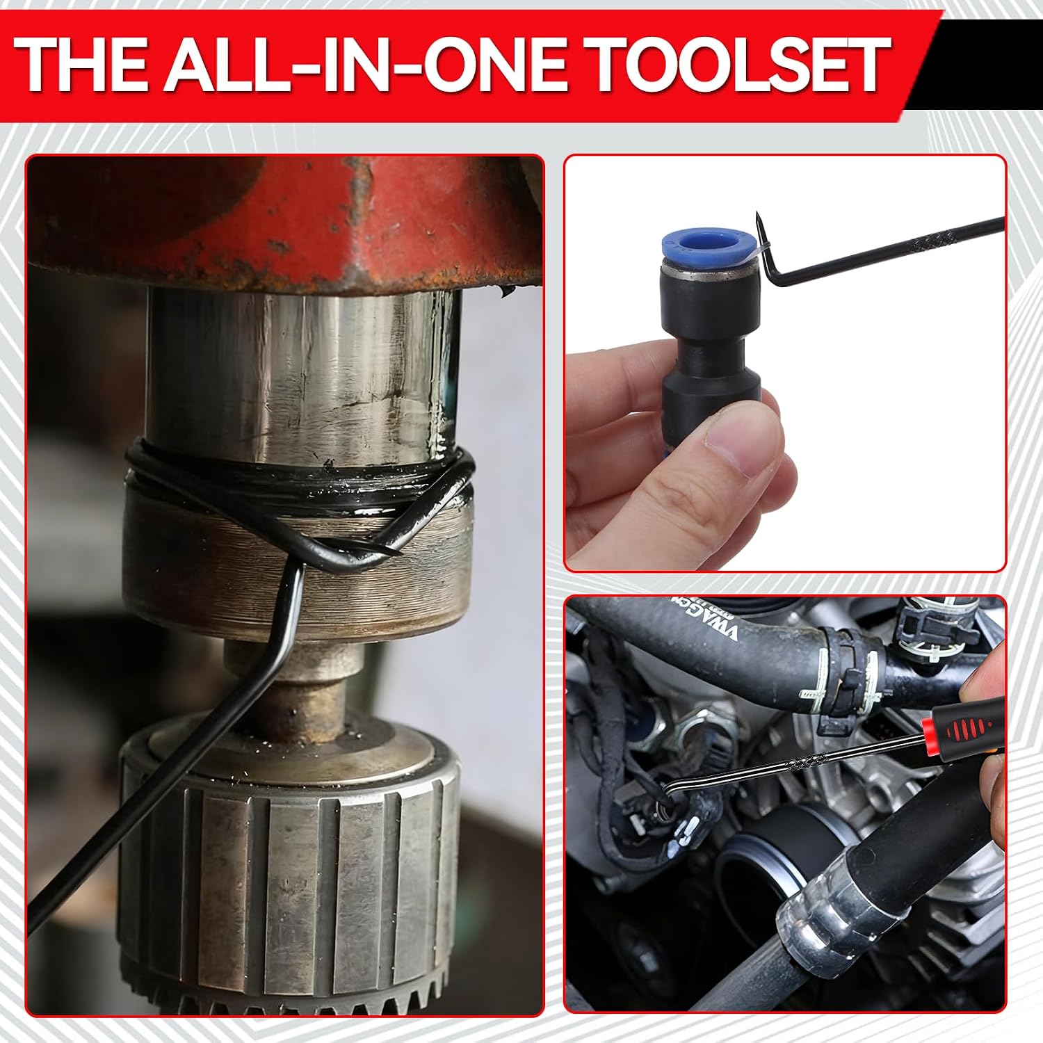 12PCS Pick and Hook Tools Set, Long and Mini Automotive Pick Set, O-Ring Oil Seal & Gasket Removal with Non-Slip Grip, Pick Tool Set for Car Repair, Mechanical and DIY