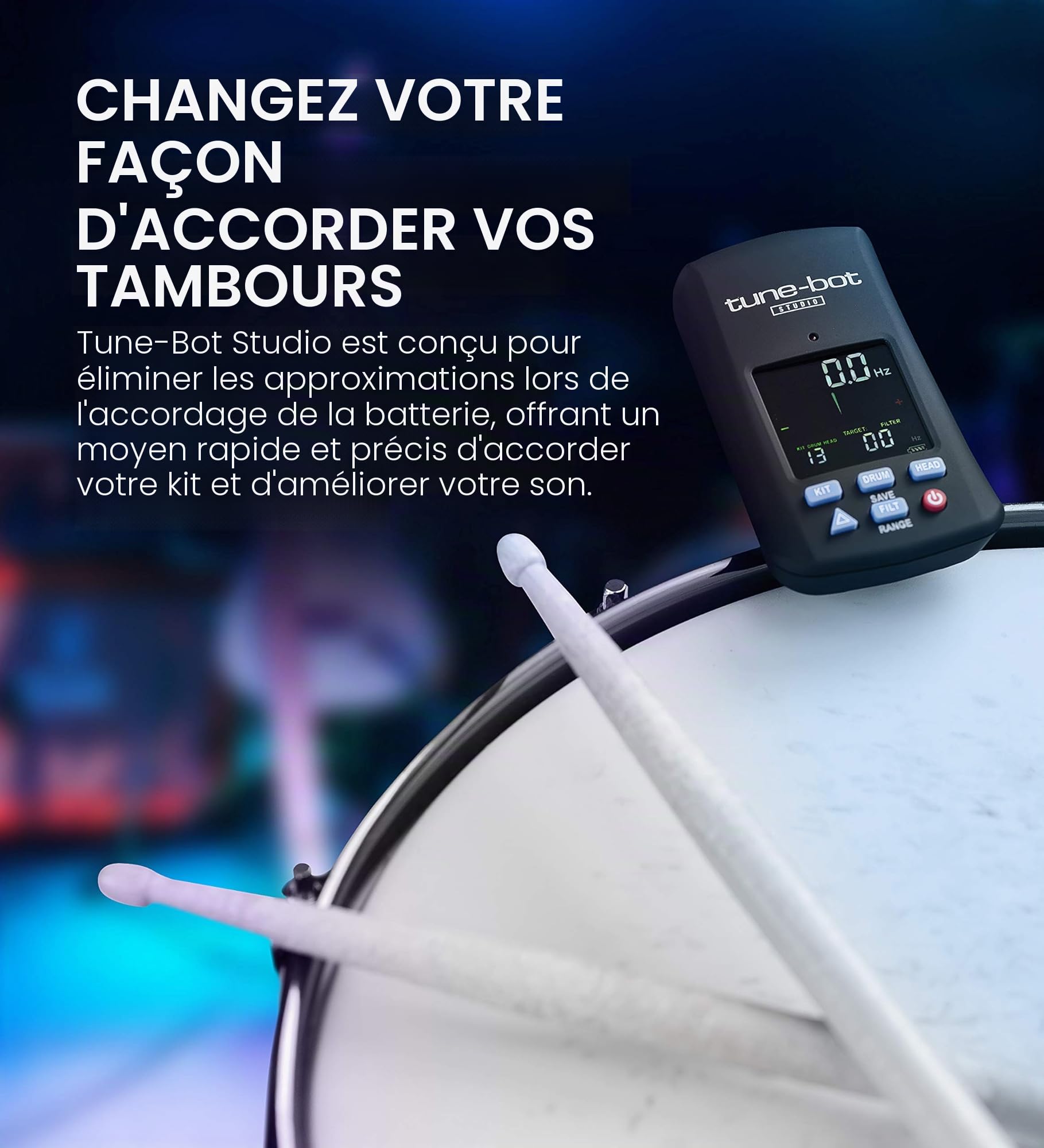 Overtone Labs - TUNE-BOT STUDIO - Accordeur électronique pour batterie - couleur noire