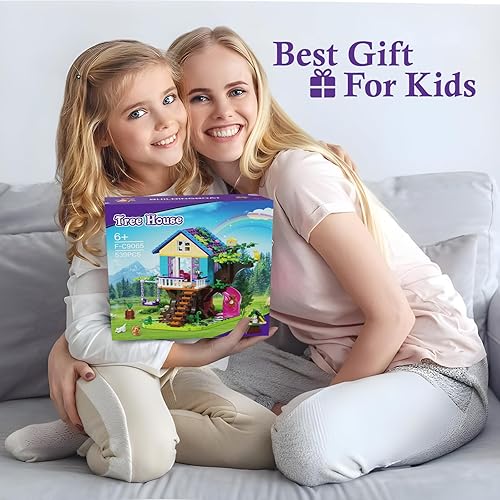Miniatura 3 de Bloques de construcción para niñas, juguete de construcción STEM de casa de árbol, ladrillos de construcción de casas forestales con columpio y