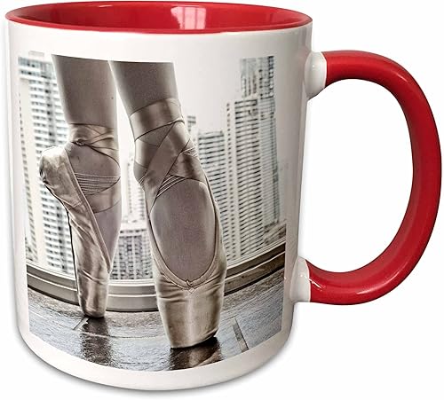 3dRose Ballerina In Pointe Shoes And Romantic Tutu taza, 11 onzas, color rojo