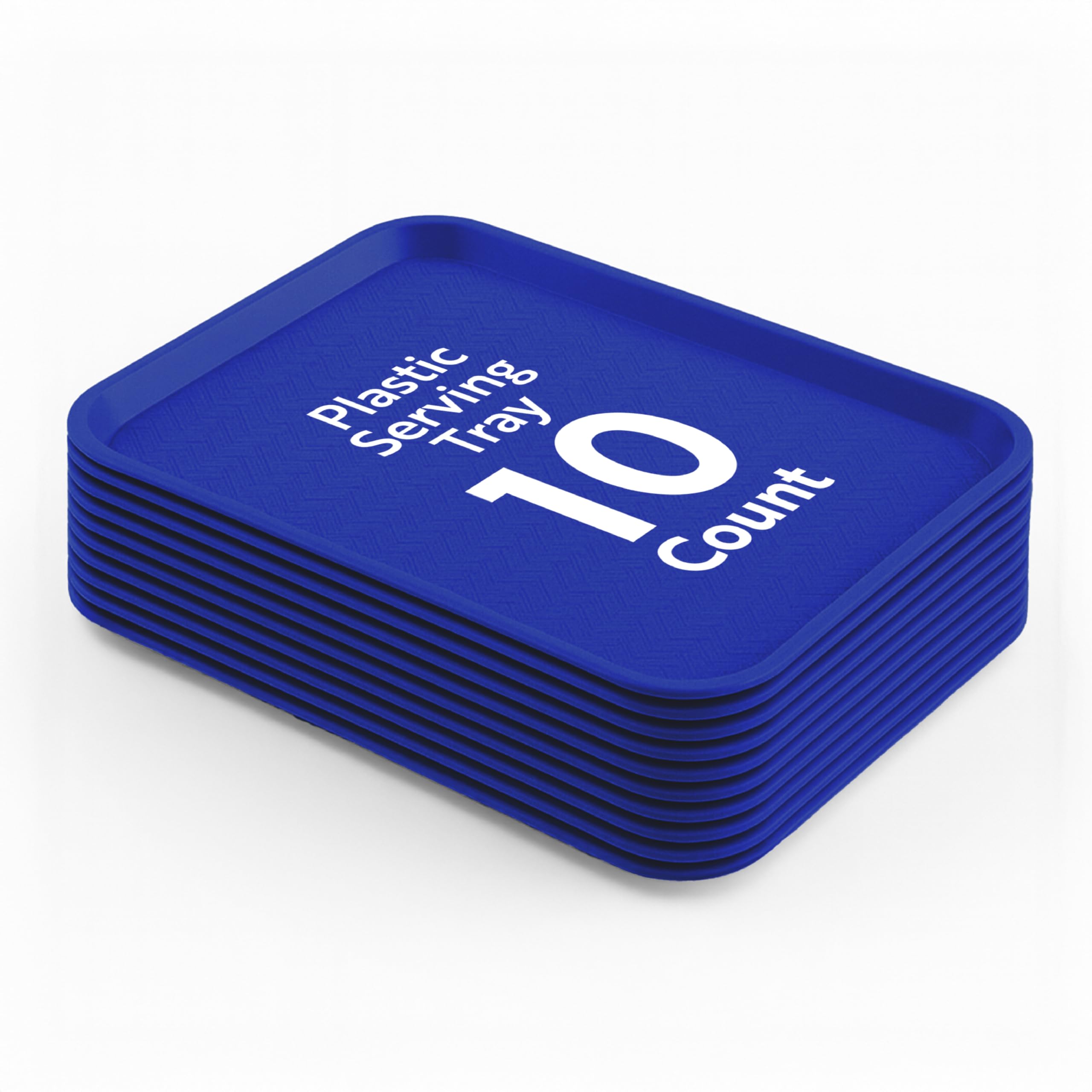 RW Base Bandejas de Comida rápida de 10 x 14 Pulgadas, 10 bandejas Resistentes para Almuerzo de cafetería, Ligeras, Antideslizantes, bandejas de plástico Azul, Esquinas Redondeadas, para restaurantes