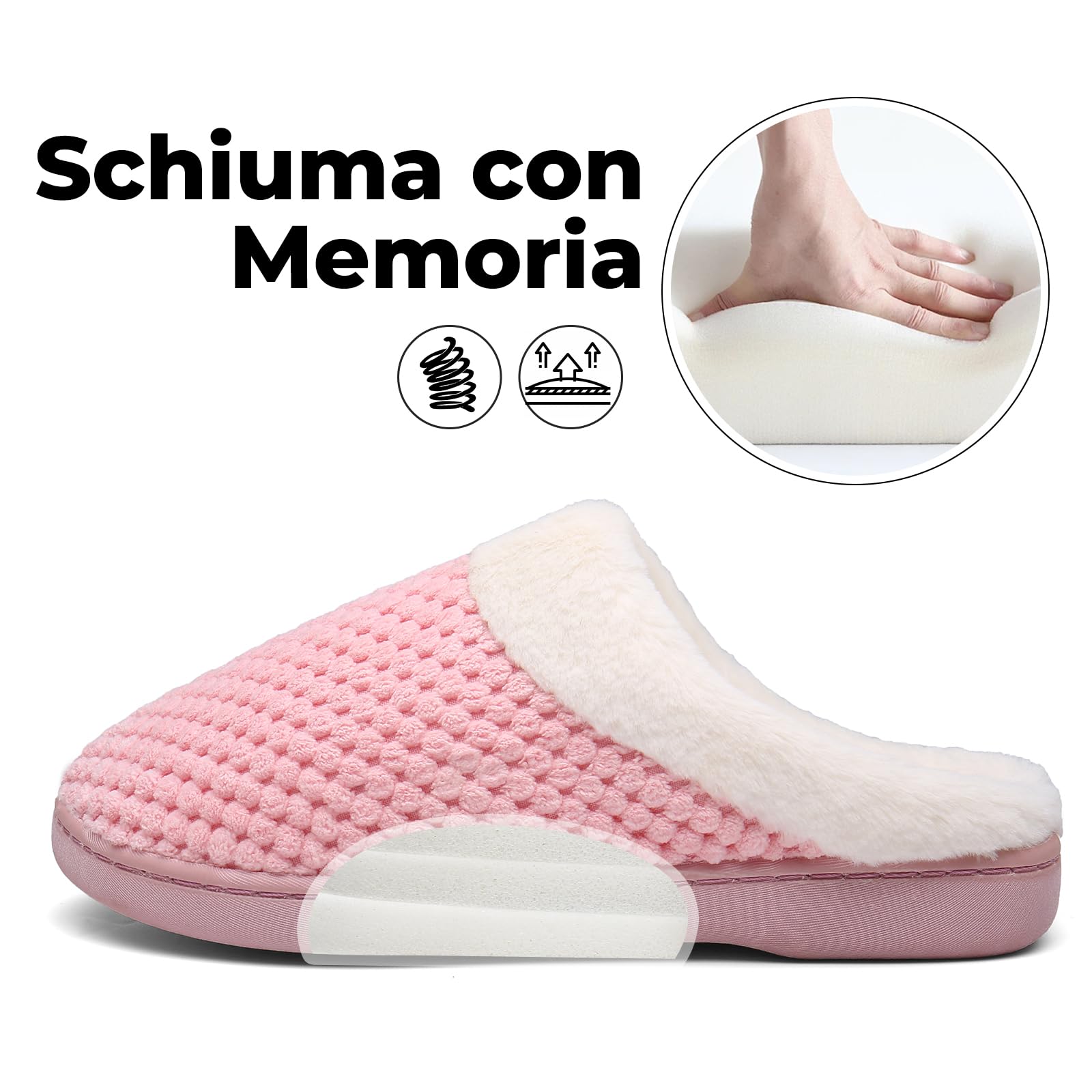 Mishansha Pantofole Donna Uomo Memory Foam in Caldo Cotone Scarpe da Casa