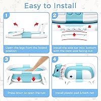 Vista 5 de Bañera para bebé, bañera plegable para recién nacidos de 0 a 24 meses con red de baño suave, bañera portátil de viaje para recién nacidos con pies