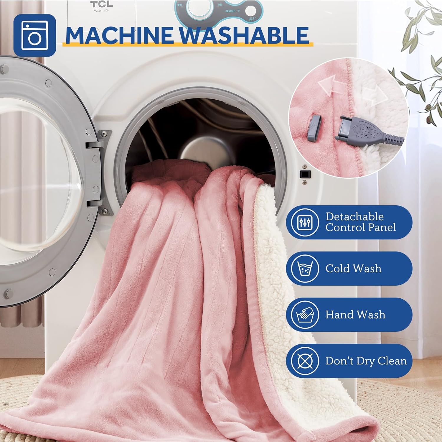 Sealy Electric Blanket Throw Size 50"*60",Super Cozy Flannel to Sherpa Reversible Heated Blanket Throw with 6 Heating Levels & 2-10 Hours Auto Off Overheating Protection Machine Washable,Pink - Image 8