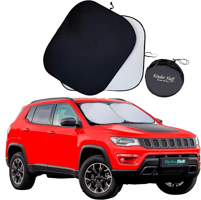 kinder Fluff Car Windscreen Sunshade -The Only Certified Sunshades which Block 99.87% of UV Rays for Max Sun Protection for Cars, SUVs & Vans. Keep your Car Cool - Windshield Sun Shade- 2pcs (Large)