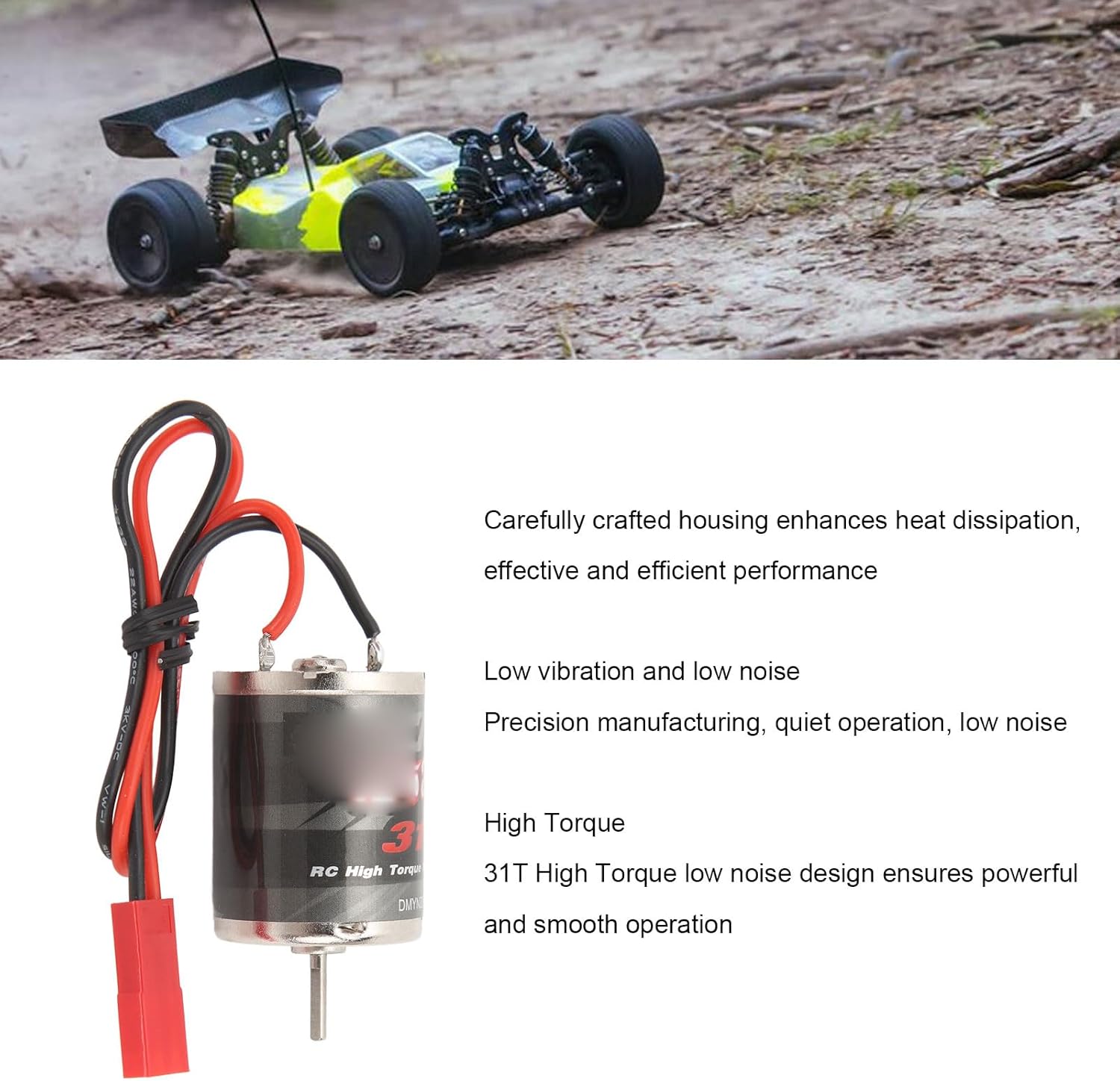 RiToEasysports Stainless Steel RC Motor,370 31T High Torque Low Noise Motor for Remote Control Boat
