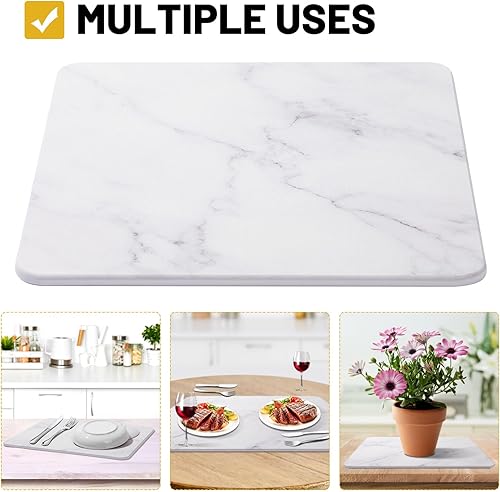 Miniatura 6 de Tapete de secado de platos de piedra para encimera de cocina, tapete de vajilla de tierra de diatomeas de secado rápido, tapete de piedra de secado
