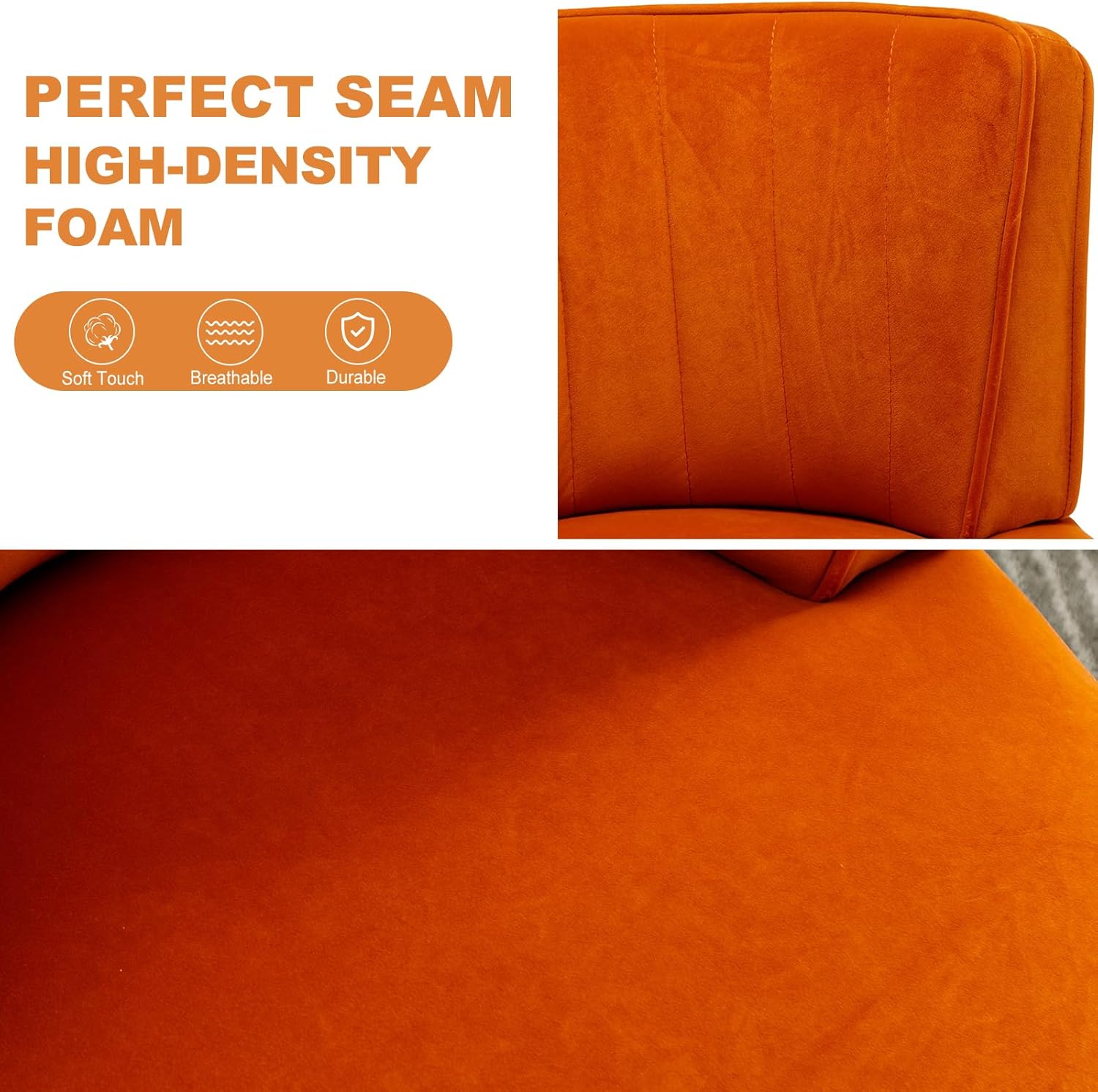 Luxyhome 360 Swivel Barrel Chair, Velvet Modern Accent Chair, Upholstered Mid Century Comfy Arm Chair, Round Sherpa Side Chair for Nursery,Living Room,Bedroom,Office,Waiting Room,Orange