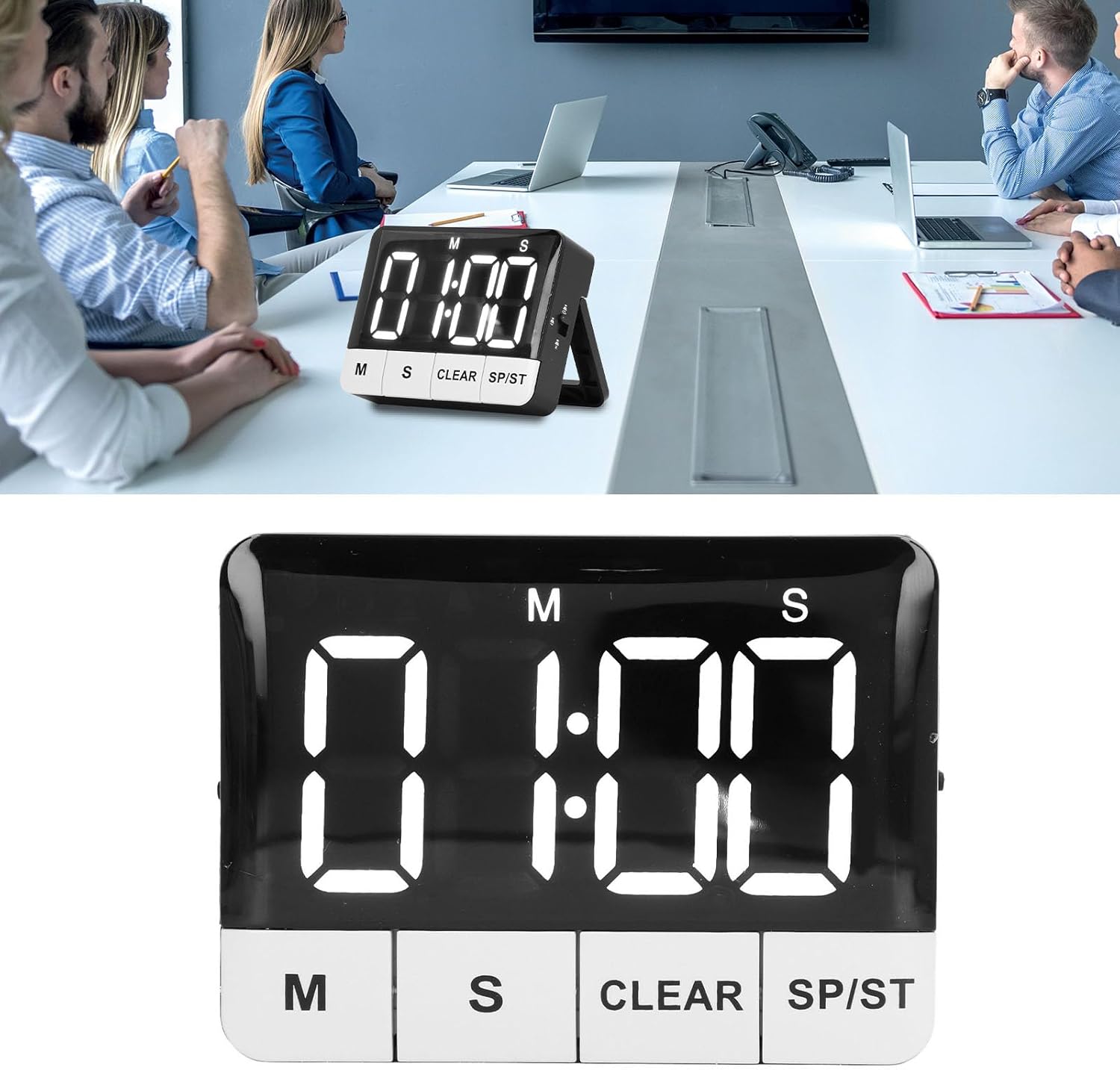 NOENNULL LED Digital Timer on a table in a meeting room