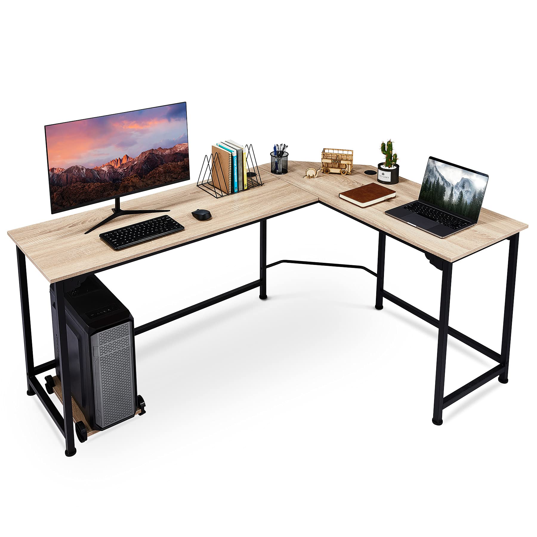 Buy VONLUCE L Shaped Computer Desk with Tower Stand, Corner Desk with