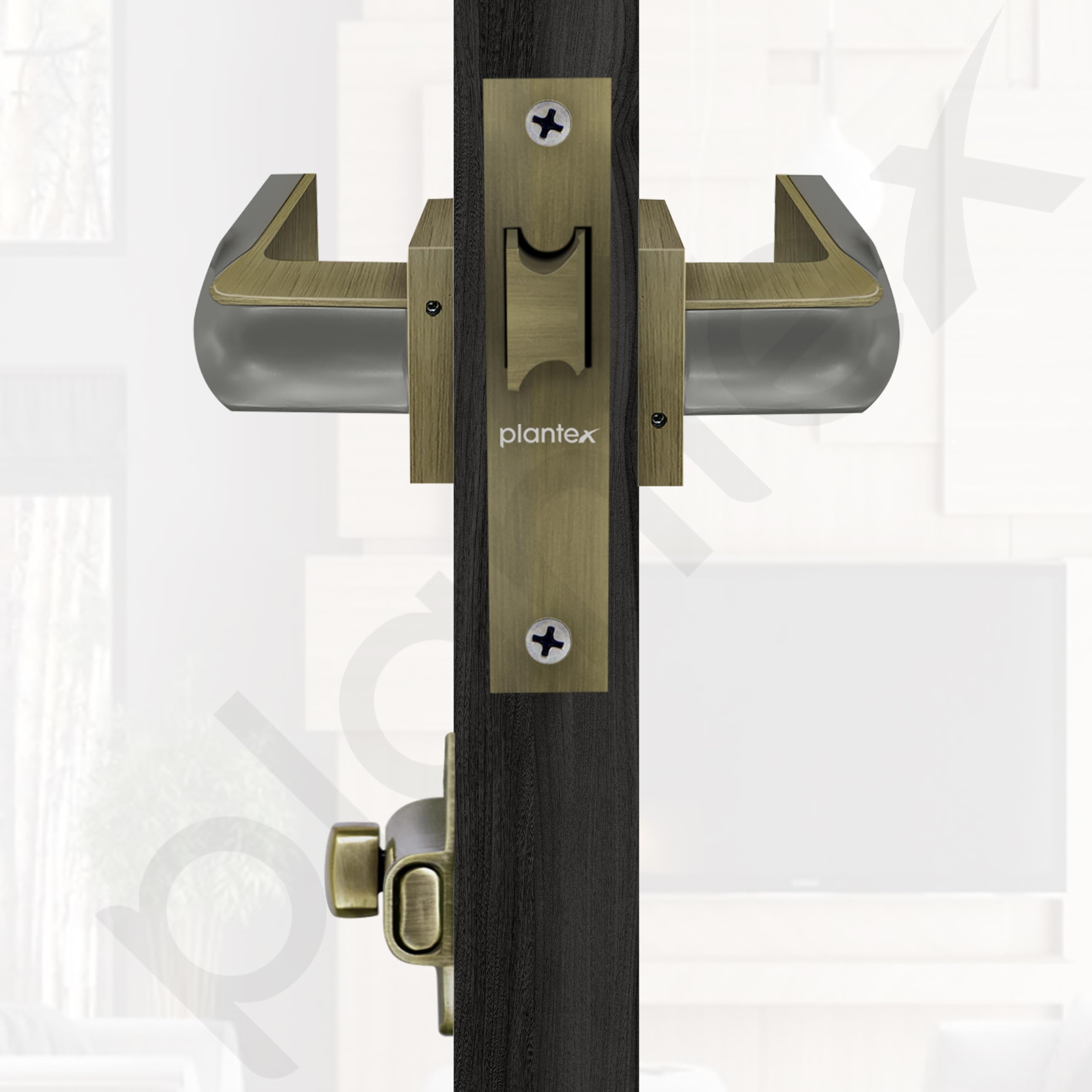 Plantex Heavy Duty Door Lock Bathroom Door Lock/Mortise Keyless Handle Set for Home/Bathroom/Store Room/Balcony/Office with Baby Latch (7086 – Brass Antique/Satin Black) — Amazon image 5