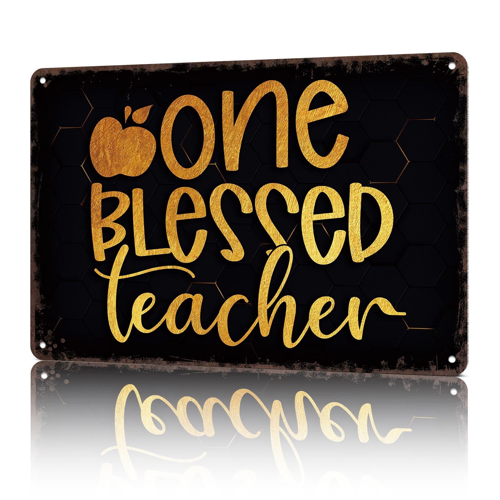KWQDOZF Vintage Metal Signs One Blessed Teacher Funny Tin Sign Poster Wall Art For Home Room Bedroom Office Decor 8x12inch