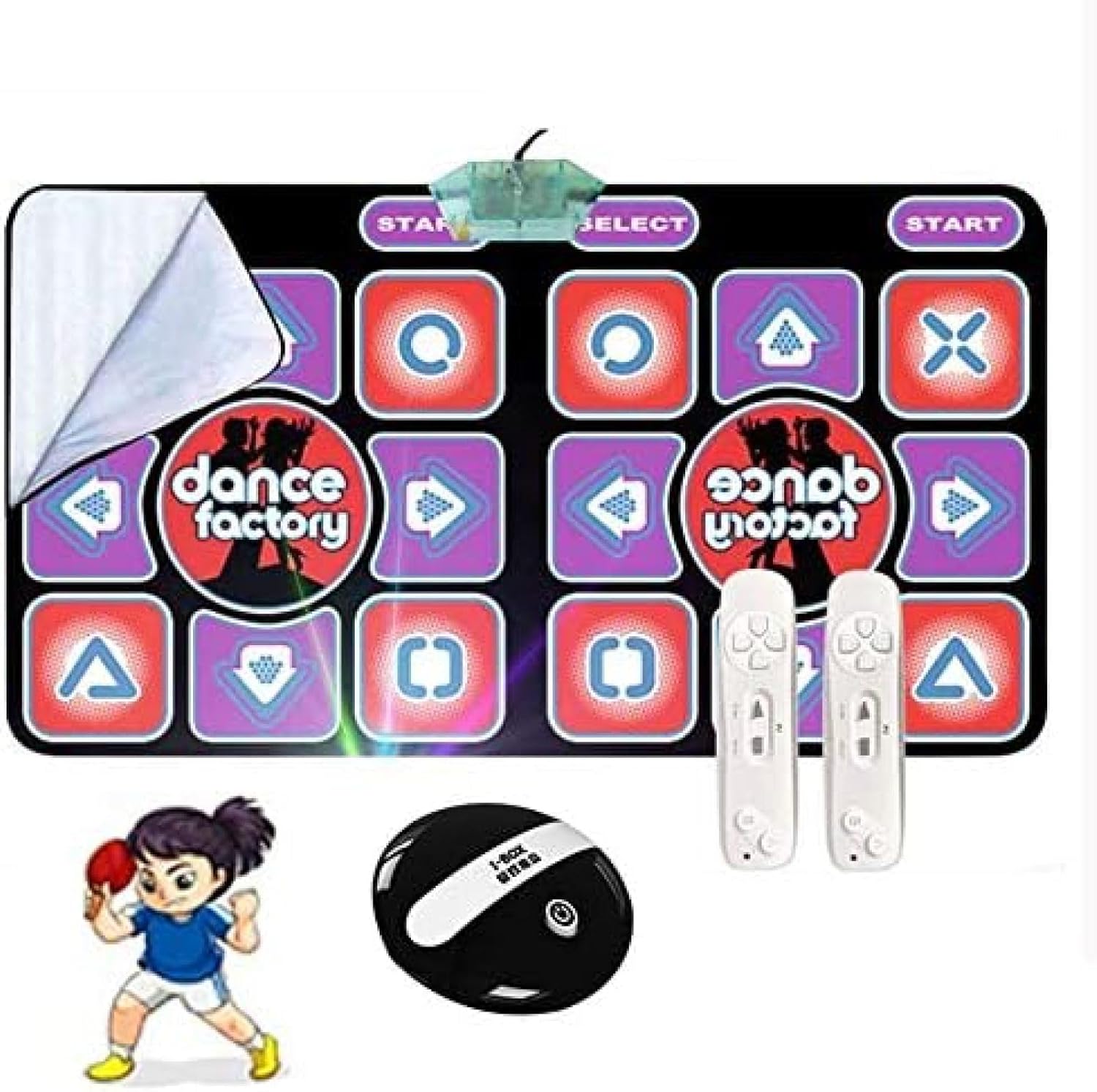 Dance Mat for Kids and Adults, PVC Home Use Non-Slip Double Dance Mats, Wireless Running Yoga Game Machine with Dual Handle, Compatible