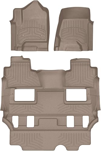 WeatherTech Alfombrillas de ajuste personalizado para Cadillac Escalade, juego completo (1 fila, dos piezas, 2 y 3 fila) (45607-1-7IM), color marrón