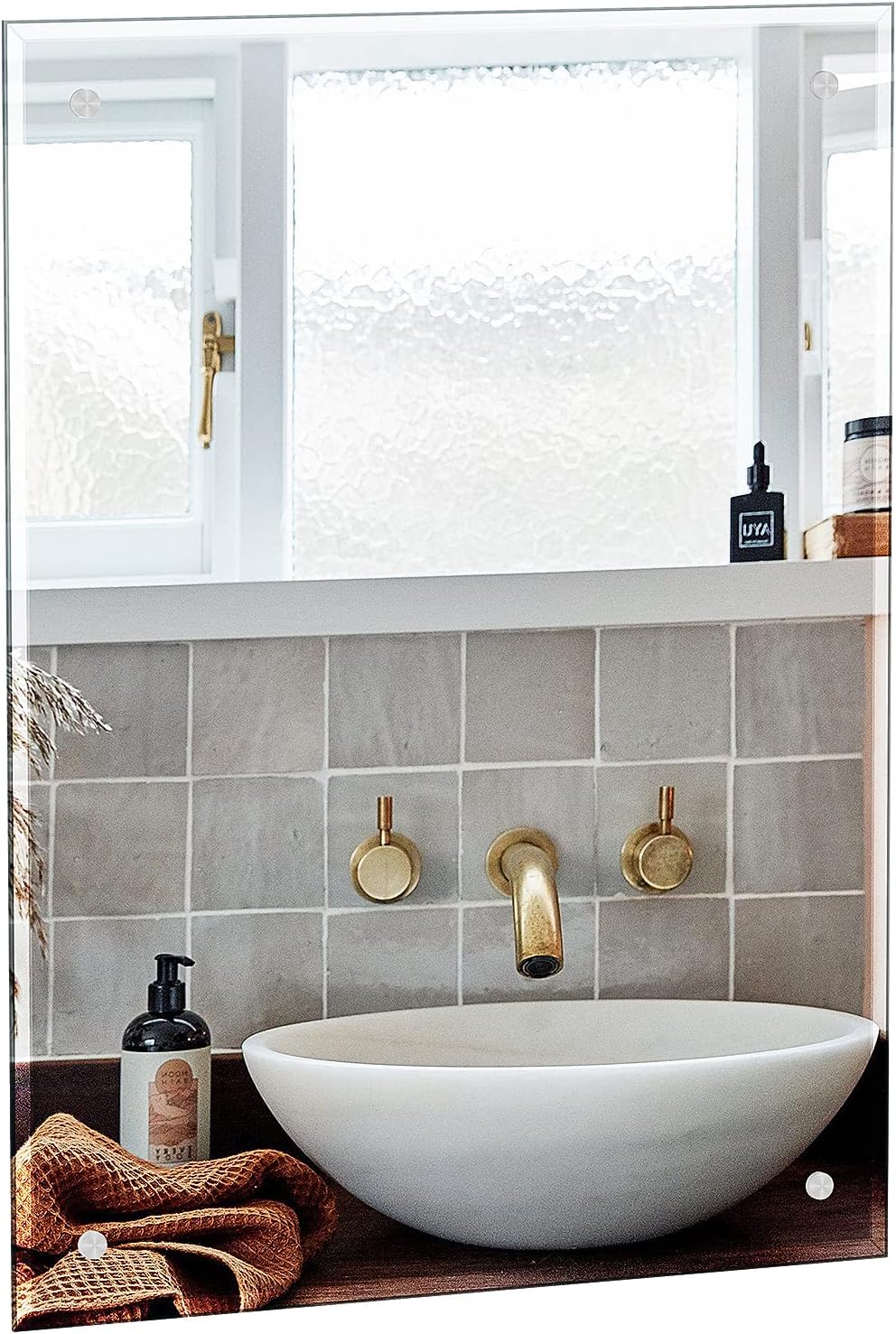 Dripex 60 x 45cm Frameless Rectangle Mirror, Wall Mounted Bathroom ...