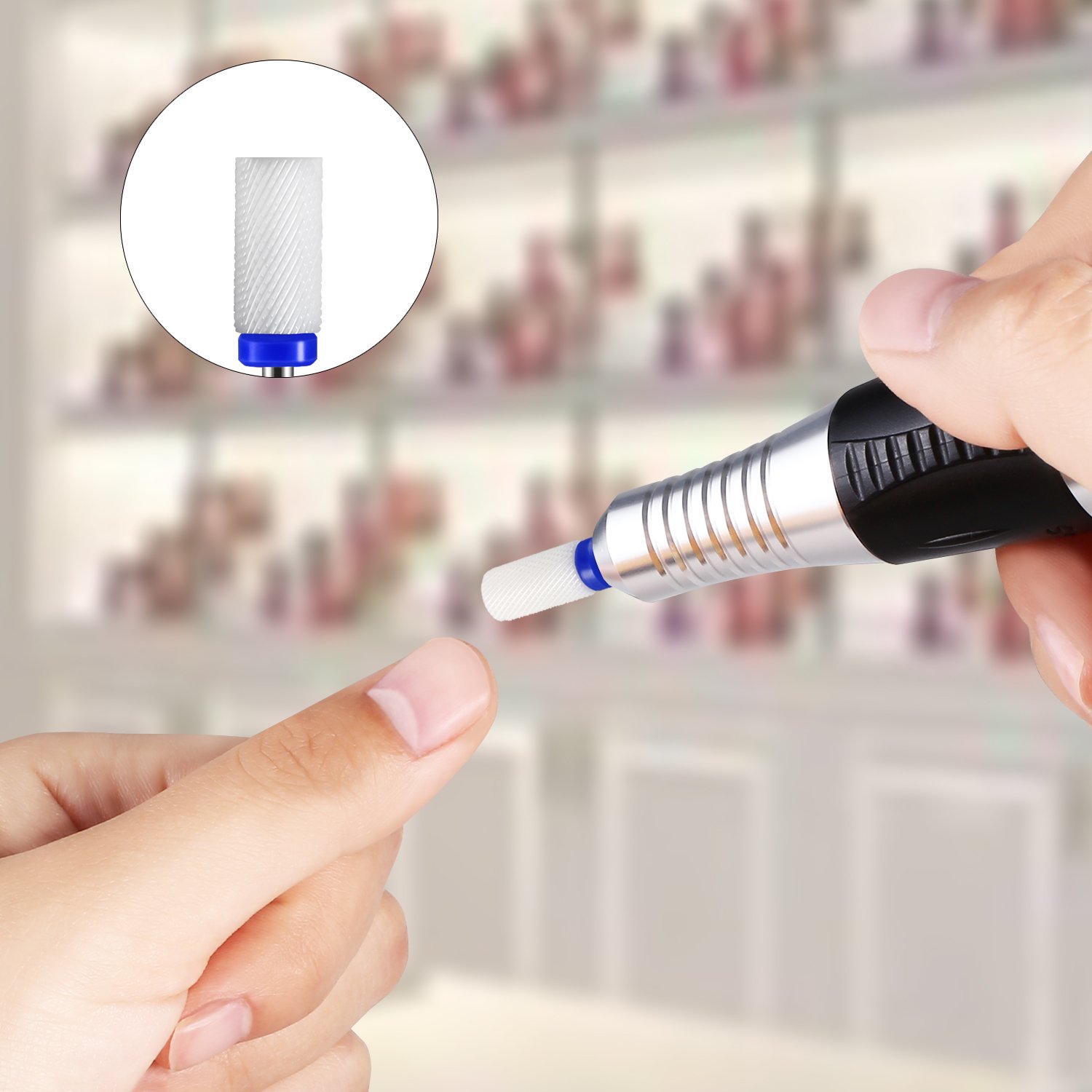 JSDA Fresa per unghie piú Punta in Ceramica, 25000 giri/min, per rimuovere smalto e gel, ideale per limare levigare e rimuovere le cuticole