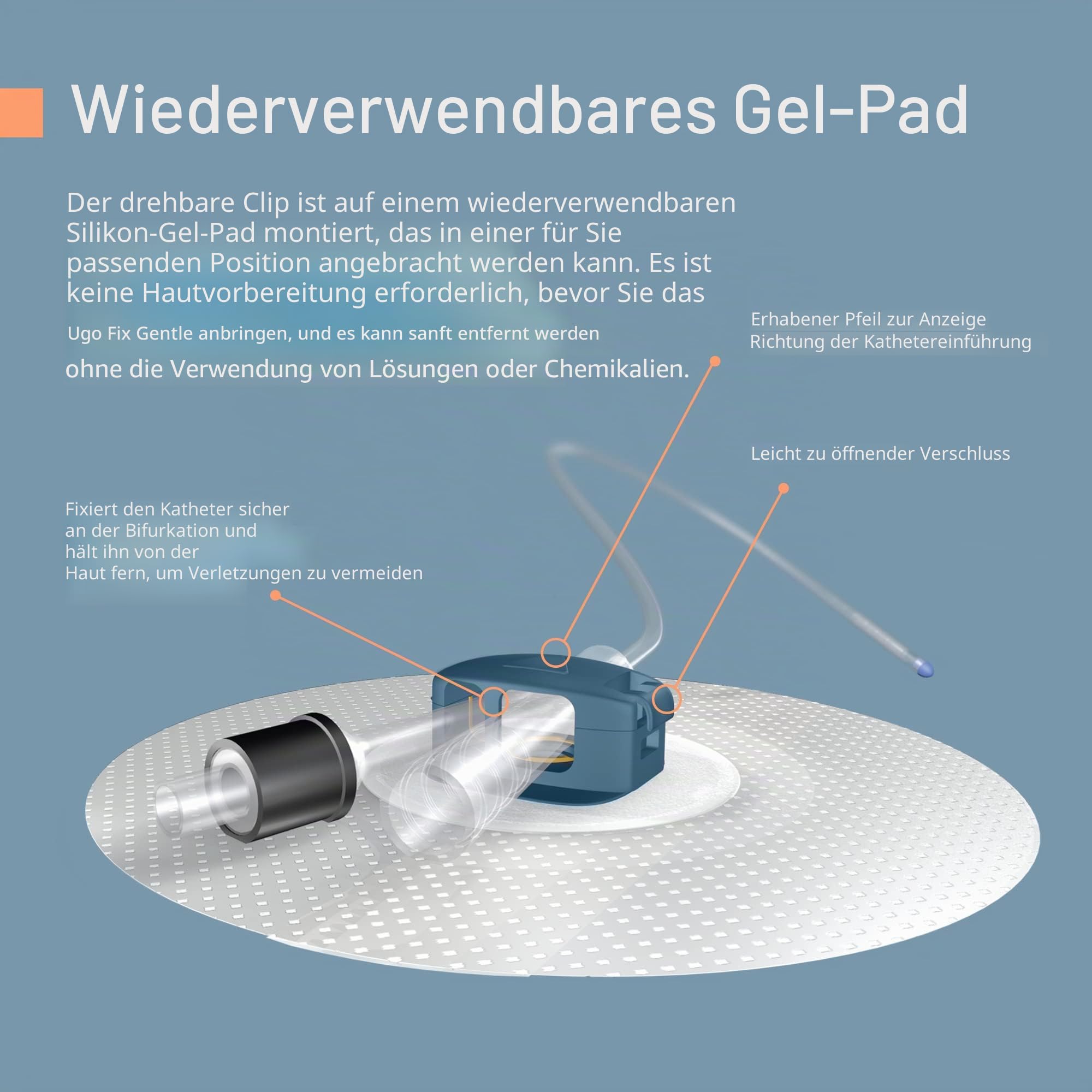 Ugo Fix Gentle – Katheter Befestigungsclip mit Silikontechnologie, haftet leicht auf der Haut ohne Vorbereitung (5er Pack)