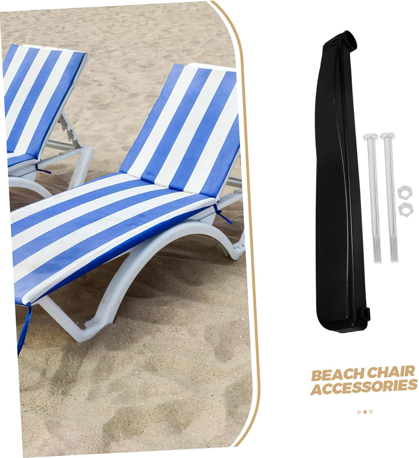 1 Pair Folding Beach Chair Armrests Plastic Ergonomic Support image 3