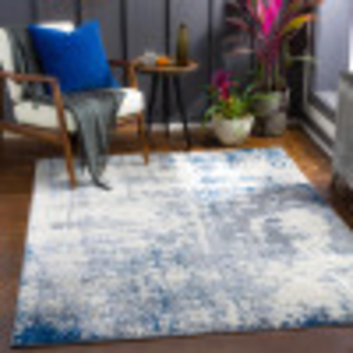 Livabliss Doria Modern Abstract Area Rug,8'10" x 12'3",Charcoal/Dark Blue