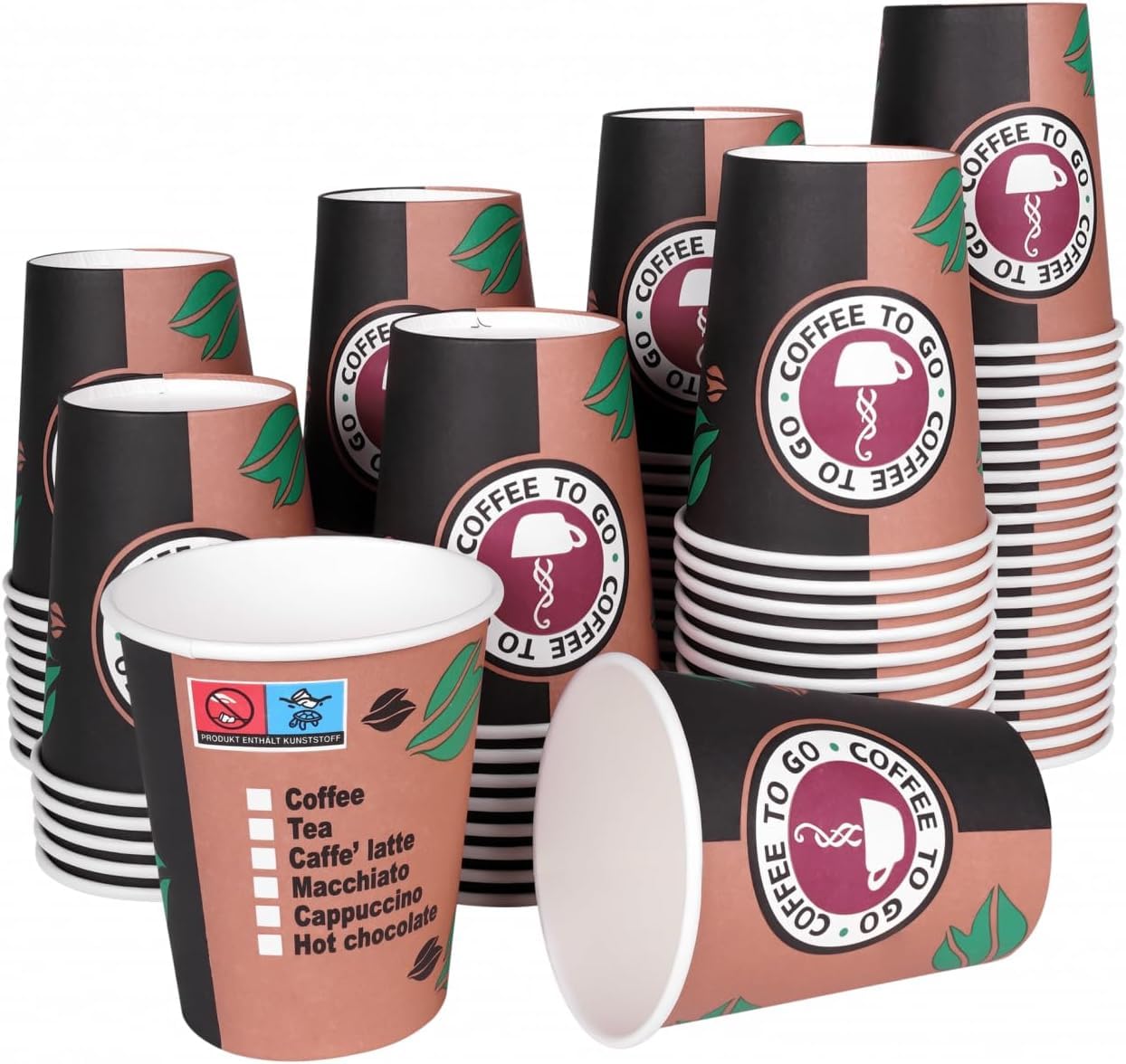 EURO DECO 500 Gobelets en carton jetables biodégradables 180 ml / 7-oz, Très Résistant et Sans Fuite Idéal Café, Boissons Chaudes et Froides Idéal Entreprise (500pcs)