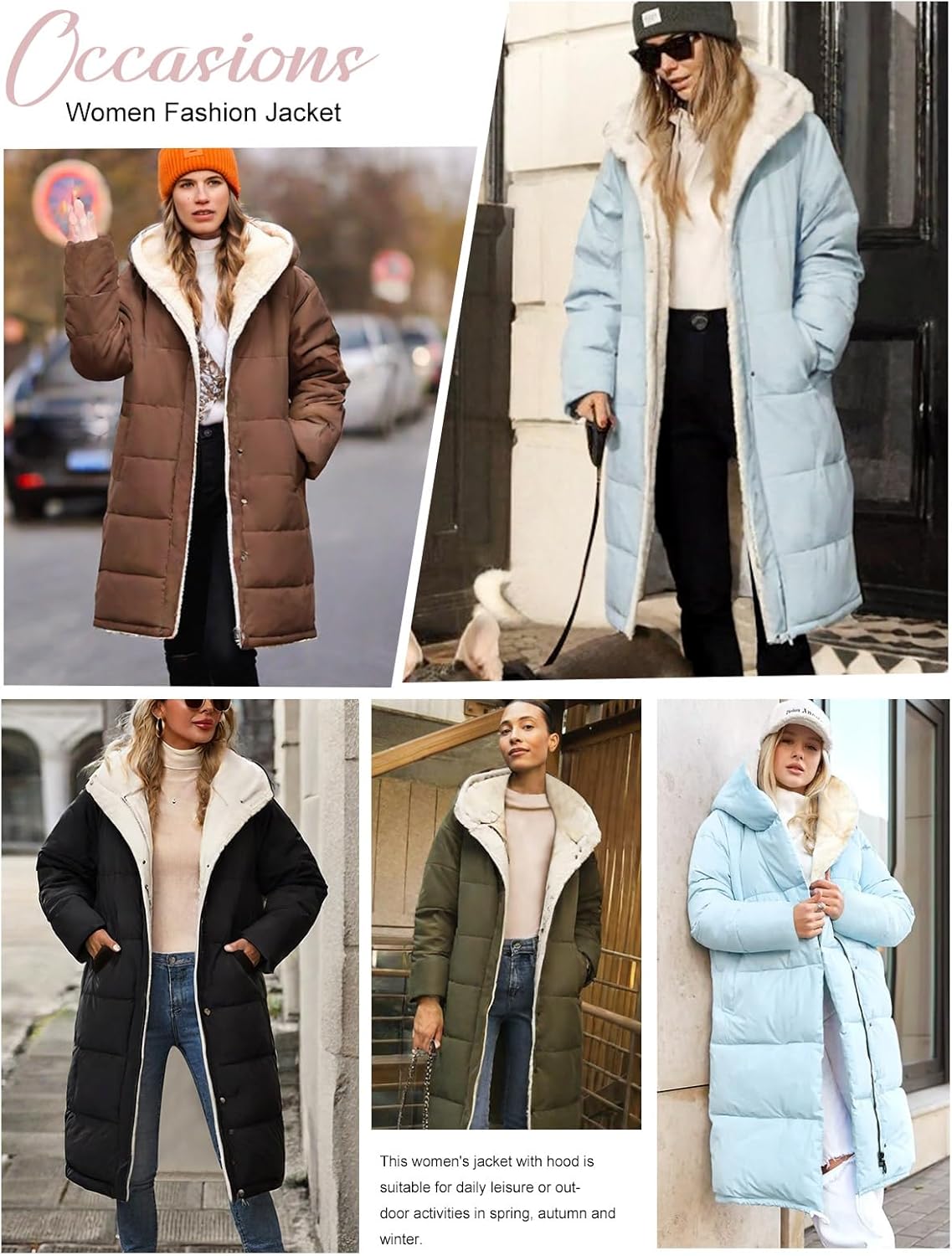 Women Winter Down Coat Fleece Long Warm Jacket Hooded Parka Puffer Coat Padded Fashion Outerwear - Image 6