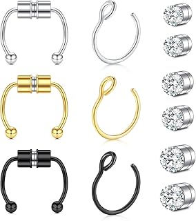 Fake Nose Ring Fake Piercings Fake Nose Rings Nose Cuffs Fake Nose Piercing Fake Nose Hoop Faux Nose Rings for Women Faux Nose Ring Fake Piercing Fake Nose Cuff Sliver Gold Black