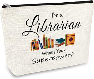 Librarian Gifts for Women Makeup Bag Librarian Thank You Gifts Book Lover Bookworm Gift Cosmetic Bag Pouch Librarian Retirement Gift Birthday Christmas Gift for Librarian Library Reading Organizer
