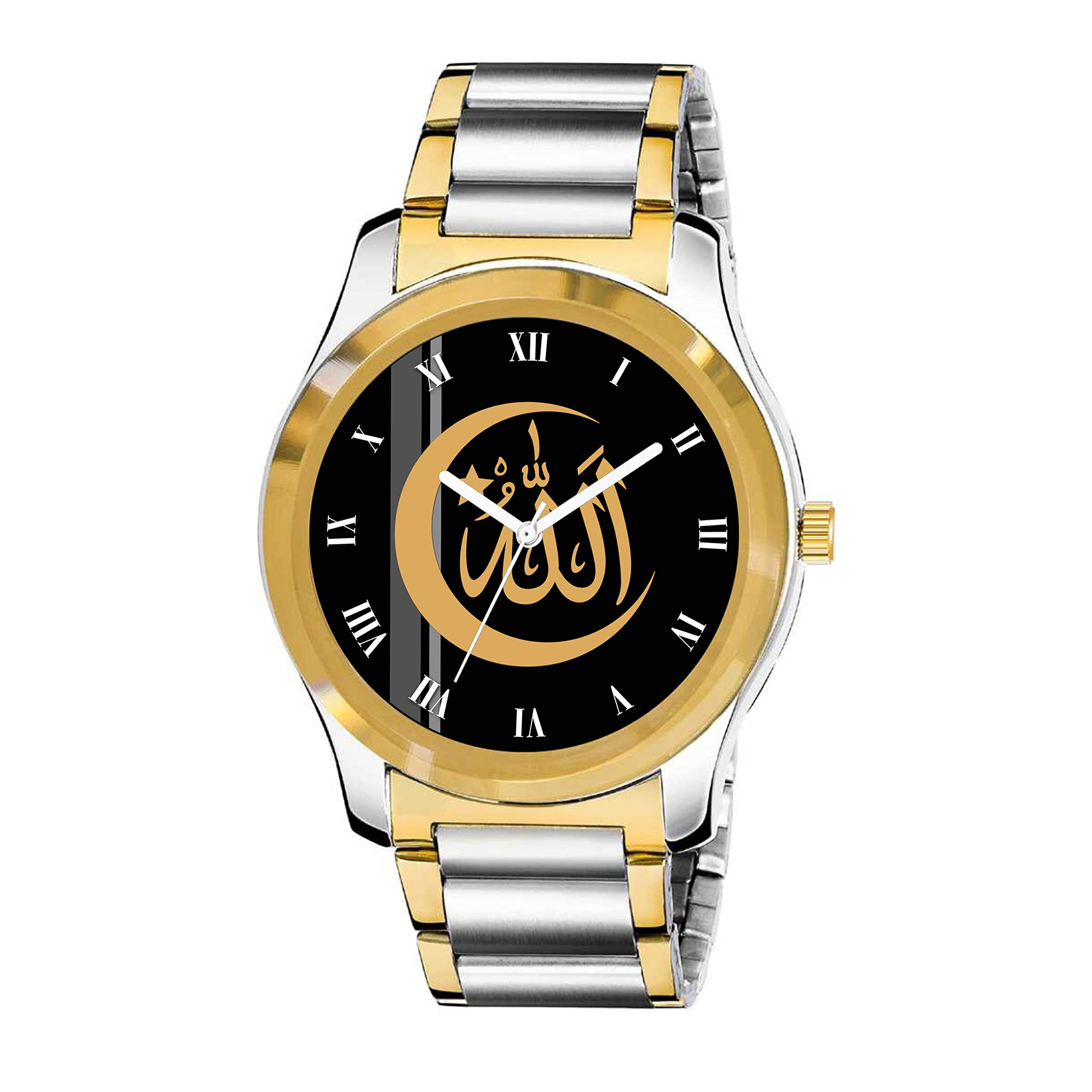Talgo Analogue Islamic Allah Chand Design Round Roman Dial Latest Fashion Attractive Black Leather Strap Stylish Wrist Watch for Men and Boys, Pack of 1 - RMNGPMen (B0B1BCL9H9) Amazon Price History, Amazon Price Tracker