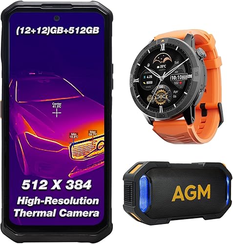 AGM G3 Pro Smartphone resistente con cámara térmica de grado profesional 512 × 384 y graba videos térmicos de 25 fps en tiempo real, reloj