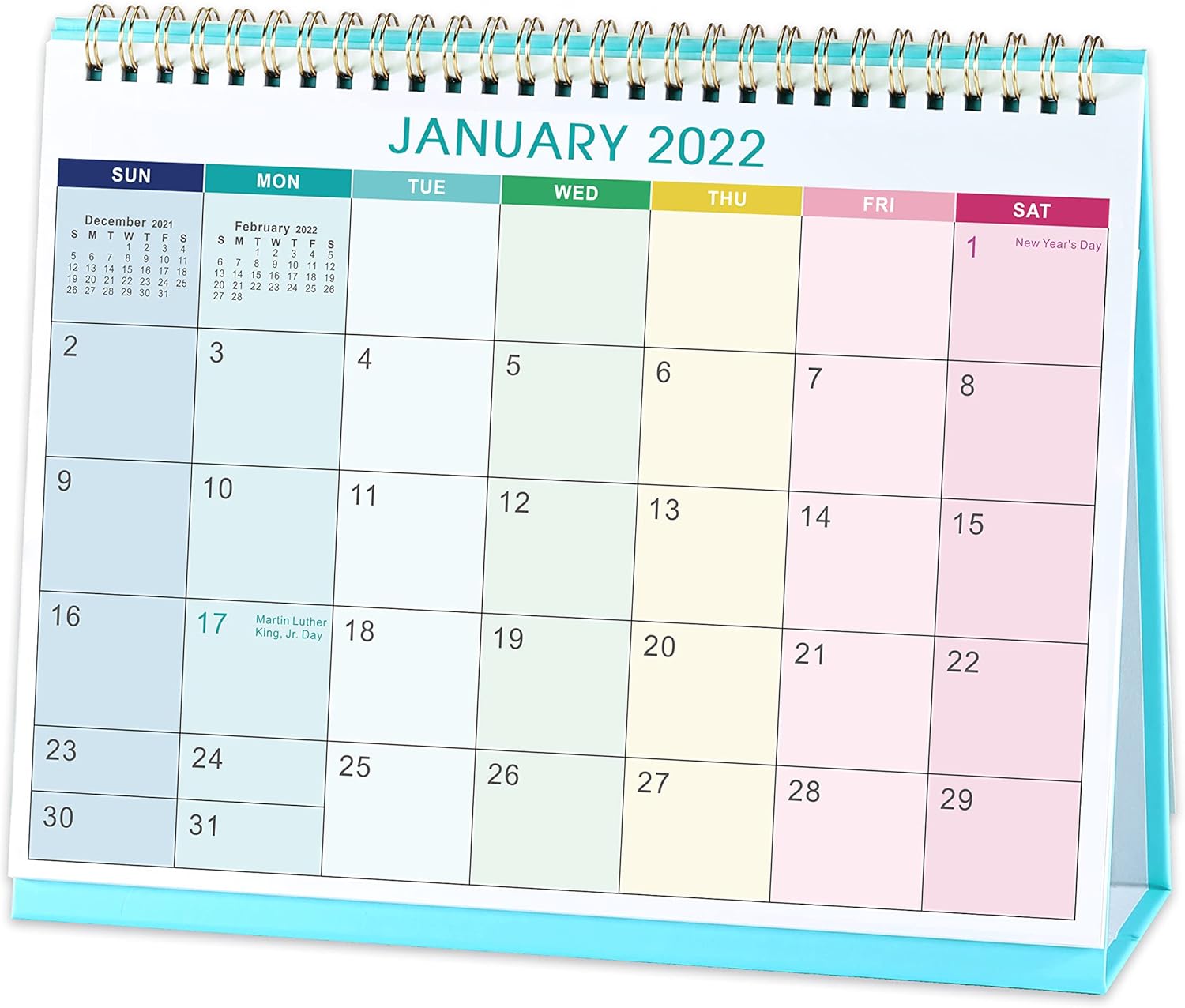 2022 Desk Calendar - Standing Flip 2022 Desktop Calendar with Thick Paper, 9.8" x 8.3", Jul. 2021 - Dec. 2022, Memo Pages + Twin-Wire Binding + Unruled Blocks - Colorful Lump : Office Products